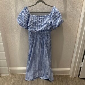 Petal & Pup Blue and White Striped Maxi Dress